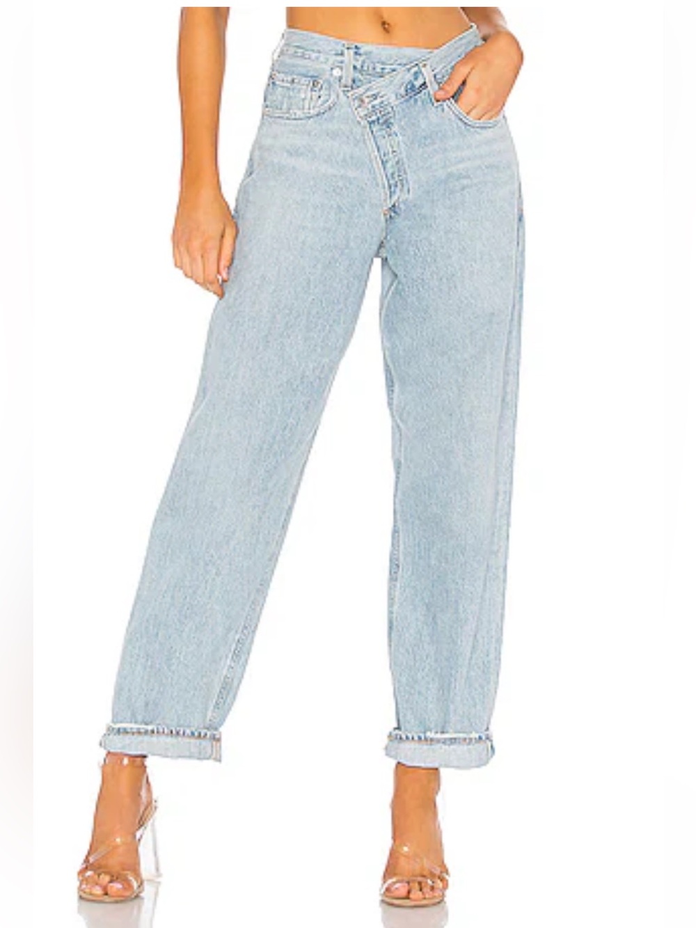 AGOLDE Criss Cross Upsized Jean Size 25 Blue High Rise Wide Leg Rigid Denim